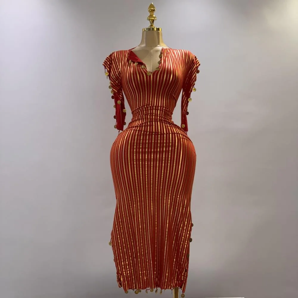 Robe Nancy rouge & doré