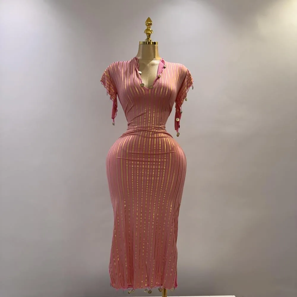 Robe Nancy rose & doré